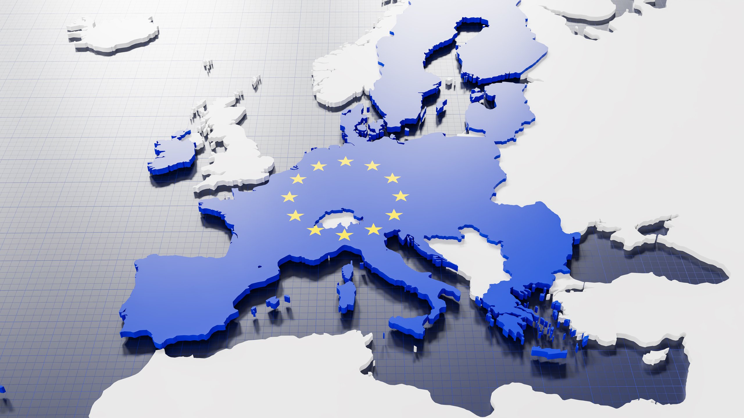 European Union flag with map of Europe